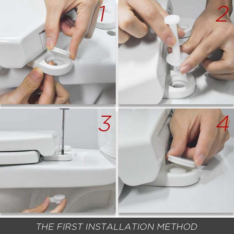 Toilet Seat Round with Non-Slip Seat Bumpers, Universal Quiet-Close Toilet