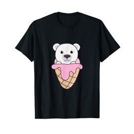 Polar Bear Bear Strawberry Ice Cream Waffle Kawaii T-Shirt