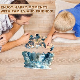 Jigfoxy Wooden Jigsaw Puzzles for Adults, Polar Bear Wooden Puzzle 265pcs, Unique Shape Wood Puzzles, for Family Friend with wooden box(13.4 * 13.4in)