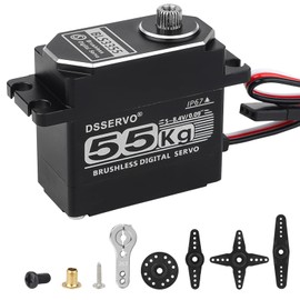 Brushless Servo 55KG Servo Full Metal High Torque Servo Digital RC Servo Motor TRX4 TRX6 SCX10 III VS4-10 GEN7 1/10 RC Crawler Car Upgrade Parts High Torque Waterproof IP 67 (180 Degree)