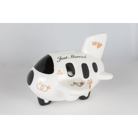 Wurm Beautiful money box, piggy bank, aeroplane wedding fund, honeymoon cash, holiday plane, ceramic