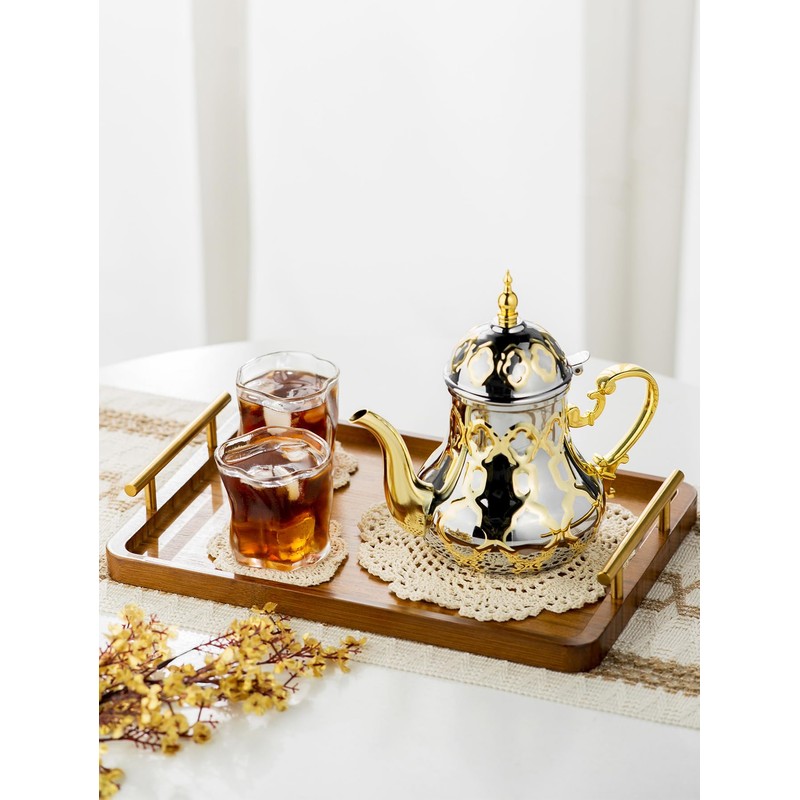 Moroccan Teapot 1.2L Arabic Style Stainless Steel Moroccan Traditional Religious