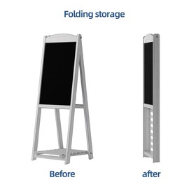 INNOVART Magnetic A-Frame Chalkboard Sign, Sidewalk Sign 45" x 17" With Display Shelf, Free Standing Easel for Restaurant, Business, Wedding or Events, White