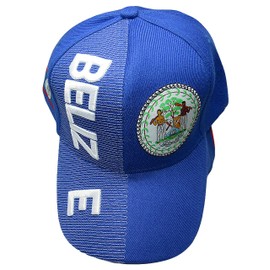 Trade Winds Belize Country Royal Blue White Letter Crest Patch On Side Embroidered Hat Cap
