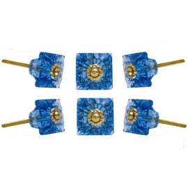 Set of 6 Cabinet Knobs Mammounia Glass Light Blue Dresser Drawer Pull Kitchen Cupboard Handle by TRINCA-FERRO