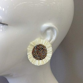 Earrings - Jewelry - for Women - Elegant - Bohemian Style Ivory Color Round Open Fan Bead Decor