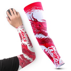 NRV Gaming Compression Sleeve - Edition Dragon - Optimize Your Game with Comfort and Style - Designed by Professional Players - Durable, Breathable and Friction Free, red, L