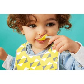 b.box Travel Bib and Spoon with Adjustable Neck Strap and Pouch (Cactus Capers)