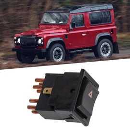 Qiilu Hazard Warning Lamp Switch For Land Rover Defender 90 110, Push Button Actuator, ON-OFF Operation, Black