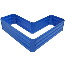 Sunnydaze 47.25" W Galvanized Steel L-Shaped Raised Garden Bed - for Vegetables and Plants - 67.3 Gal Soil Capacity - Blue