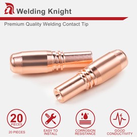 Welding Knight MIG - Puntas de contacto de soldadura T-A035CH para Bernard Acculock-S utilizadas con difusor de gas D-MA250 (20 unidades)