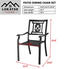 LOKATSE HOME 4 Pcs Metal Stackable Patio Dining Chairs for Garden Backyard Lawn Supports 300 lbs, Black