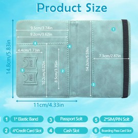 GIKPAX 2 Pack Passport Cover, PU Leather Passport Holder, Travel Wallet for Passport, Ticket Card, Boarding Passes, Credit Card, Business Cards, lightblue