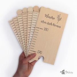 Mikito Wooden Height Chart for Children to Record Their Growth Including Wall Mounting, Wall Decoration for Children's Room, Baby Room for Girls and Boys, Natural Wood Measuring Bar as a Puzzle