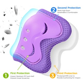 BOSONER Knee Pads Children's Inline Skates Knee and Elbow Pads Knee Pads Skateboard Roller Skates (Purple #New, M (9-15 Years))