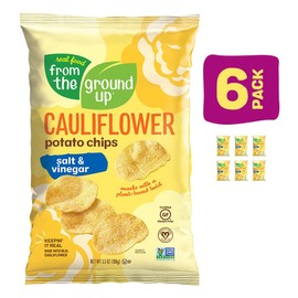 Real Food From The Ground Up Cauliflower Chips - 6 Pack Snack Bags (Salt & Vinegar, 6 Pack)