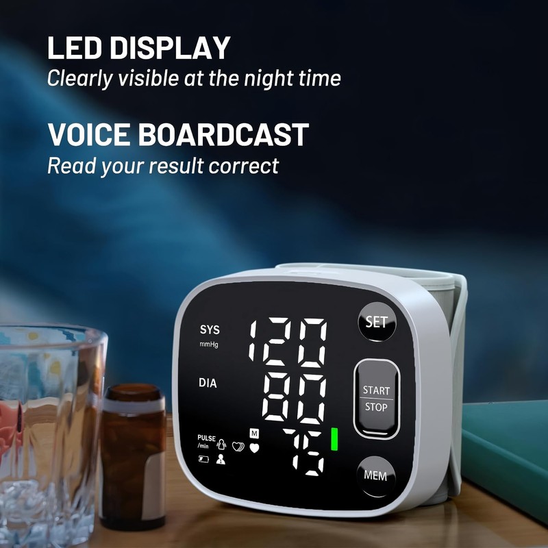 Oklar Blood Pressure Monitors for Home Use Rechargeable Wrist Digital