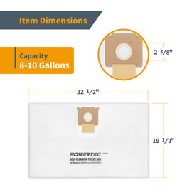 POWERTEC VKCB001 Dust Bags for Vacmaster 6PK, for VK811PH, VK1011SIWTH 8-10 Gal Wet/Dry Vacuums, Replacement for Vacmaster High Efficiency Dust Collection Bags, Vacuum Bags, Filter Bags (75043-P2V)