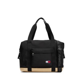 Tommy Jeans Essential Daily Duffle Bag for Travel and Gym with Crossbody Strap, Black