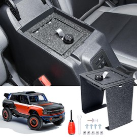 Stiueoav Center Console Safe Box - Organizer Safe Anti-Theft Box Compatible with 2021 2022 2023 Ford Bronco 2/4 Door Center Console Armrest Lock W/3 Digit Combo Password Lock