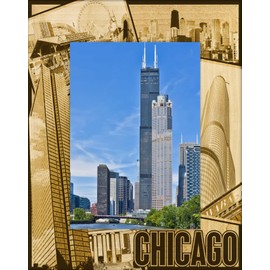 Saddle Mountain Souvenir Chicago Landmarks Laser Engraved Wood Picture Frame Portrait (4 x 6)