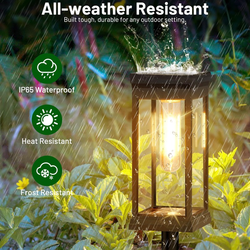 BesLowe 【Upgraded】 Solar Pathway Lights Outdoor, 6-Pack Large LED Solar