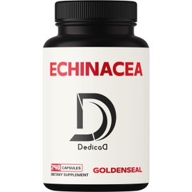 DEDICAD 1000mg Echinacea Goldenseal Capsules- 240 Counts of 4 Month Supply - Support Immune System, Well-being & Overal Health