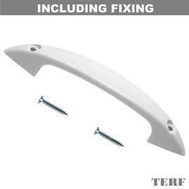 TERF® D-Shape Front Fix Pull Handle 100mm (4 inch) White Plastic Including Fixing Screw for Kitchen Cupboard Cabinet Drawer Wardrobe Door Pull Handle - Pack of 4