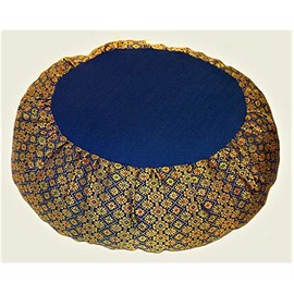 Meditation Cushion Zafu Pillow Buckwheat - Silk Brocade Royal Blue