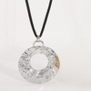 Douxsu Black Leather Rope Silver Circle Necklace for Women (Silver)