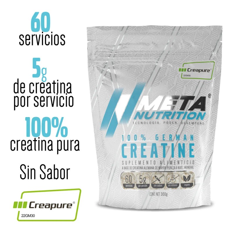 Creatina Sello Creapure Meta Nutrition 300 Grs Serv Sabor