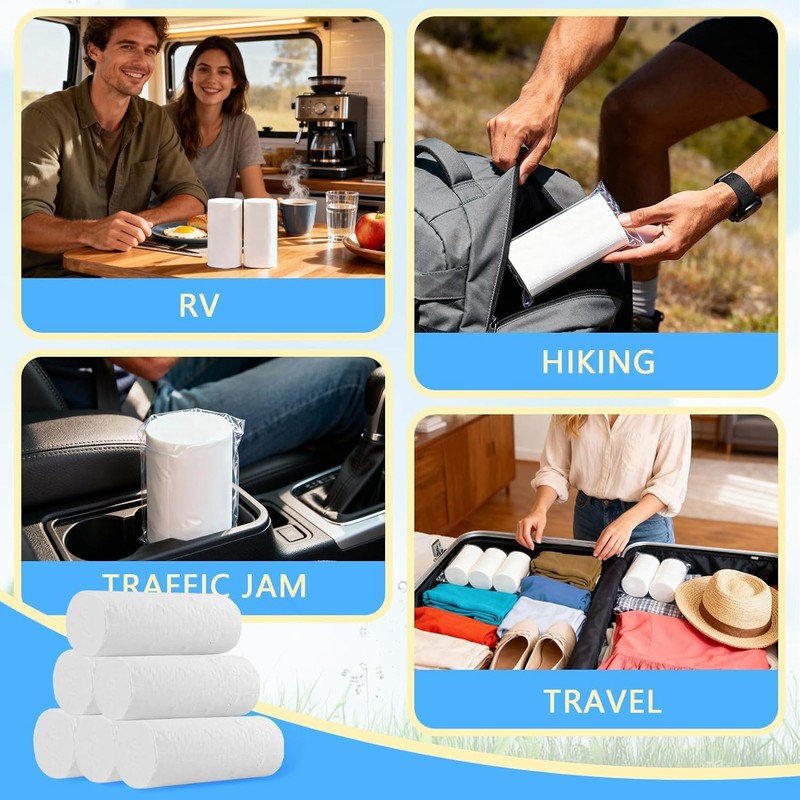 12 Rolls Travel Toilet Tissue Coreless Portable Toilet Tissue -
