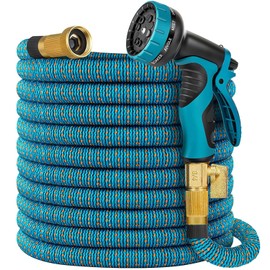 50 ft Expandable Garden Hose, Upgraded Flexible Water Hose 50ft with 10 Function Spray Nozzle, Lightweight, No Kink, No Tangle, Expanding Hose With Leakproof Solid Brass Fittings