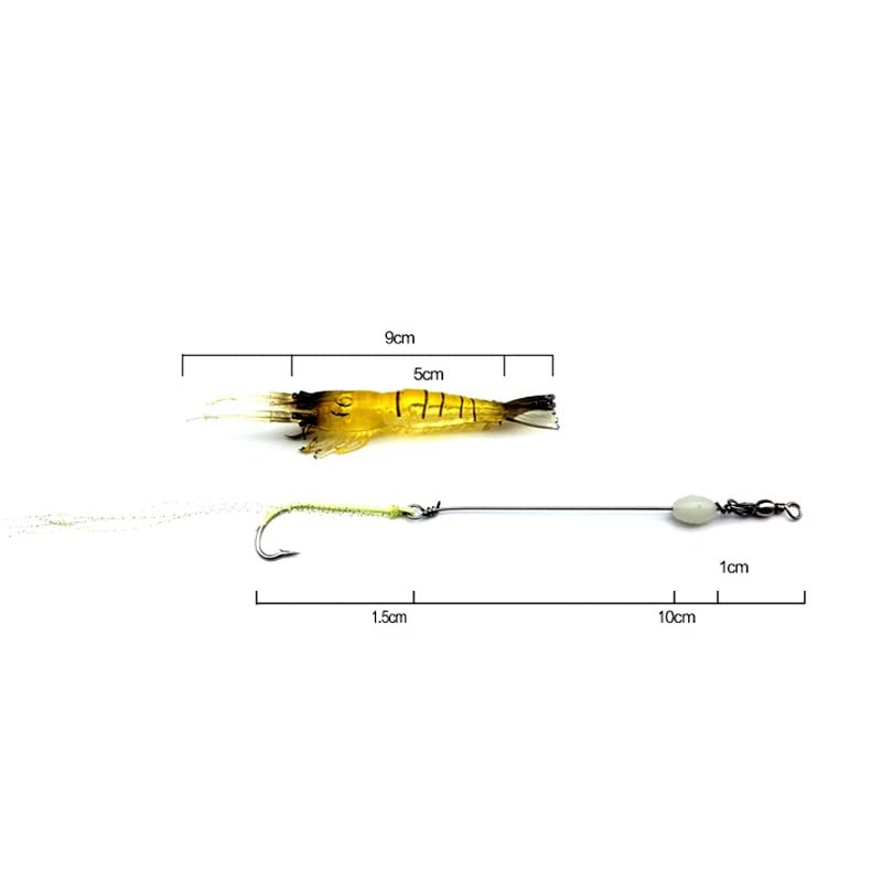 AIMALL 6PCS Soft Plastic Fishing Lures Tackle Prawn Shrimp, Glow