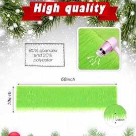 10 x 60 Inch Faux Fur Square Fabric Shaggy Fur Cuts Fluffy Square Fur Patches for Valentine Ornaments, Fursuit, Cosplay, Costume, Gnome Beards, Craft Supply, Decoration (Green)