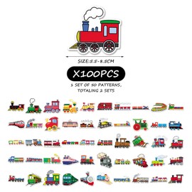 DHSBGWSX 100 Cartoon Train Stickers, DIY Decorative Stickers, Waterproof Stickers, Railway Decorative Stickers, Suitable for Fridges, Laptops, Skateboards, Scrapbooks, Luggage