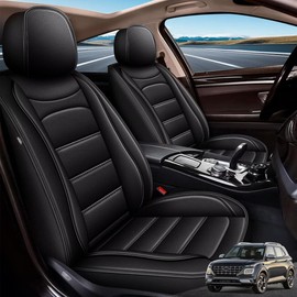 TTX LIGHTING Full Set seat Covers Fit for Hyundai Venue 2020-2024,Faux Leather Car Seat Covers Waterproof Automotive Black Cushion Protector(5 Seats)