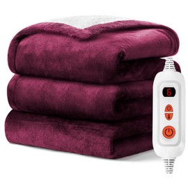 Mlivrom Electric Heated Throw Blanket with 6 Heating Levels & 1-3 hrs Timer Auto-Off,Fast Heating Fleece Warm Bedding Blanket for Whole Body,ETL Certification,Machine Washable 72''x84''