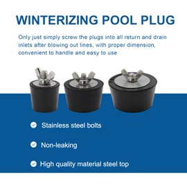Winterizing Pool Plugs for Inground & Ground Pool Plugs Return Line, Pool Plugs Skimmer with Stainless Steel Screw 1 Inch, 1.5 Inch, 2 Inch (3/Pack)