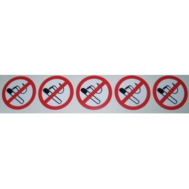 NO Smoking Sticker Warning Health & Safety Weatherproof Printed Workplace Shop Taxi Car Home Business Vinyl Stickers Set of 5