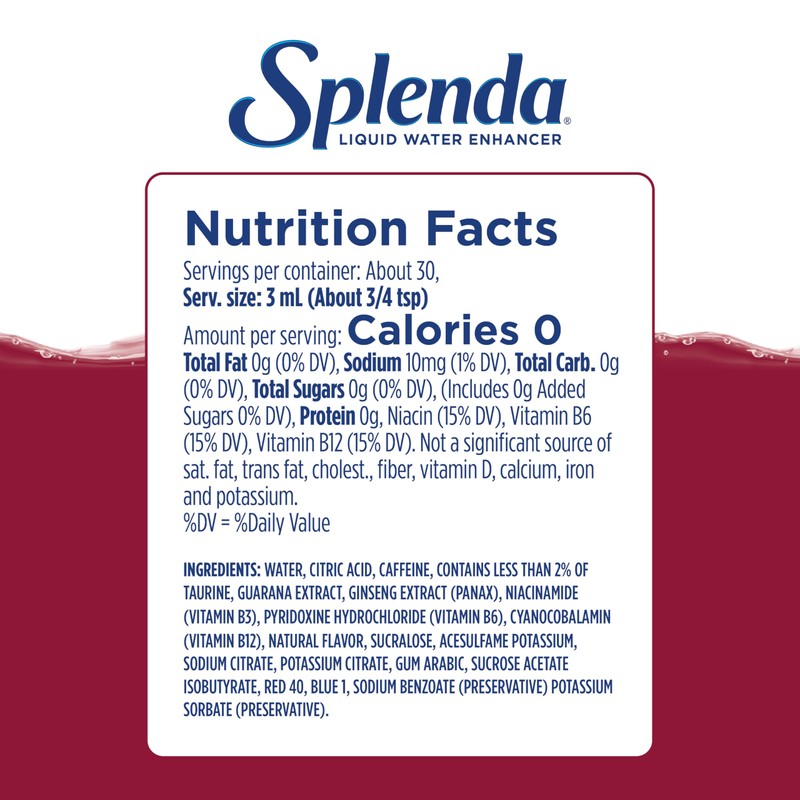 SPLENDA Energy Liquid Water Enhancer Drops, Sugar Free, Zero Calorie,