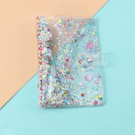 3PCS A6 6 Holes Binder Cover Glitter Quicksand Soft PVC Planner Protector with Snap Button Waterproof Loose Leaf Folder School Office Supplies