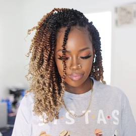 Toyotress Tiana Passion Twist Hair - 16 inch 8 Packs Pre-twisted Crochet Braids Ombre Brown, Pre-looped Synthetic Braiding Hair Extensions (16 Inch, OT30/27-8P)