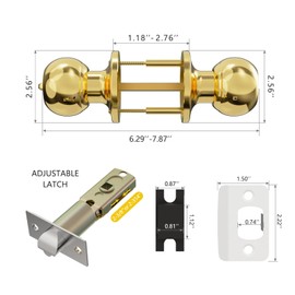 toresper Door Knobs with Lock and Keys, Interior and Exterior Door Lock Standard Ball Door Locks for Bedrooms Bathroom