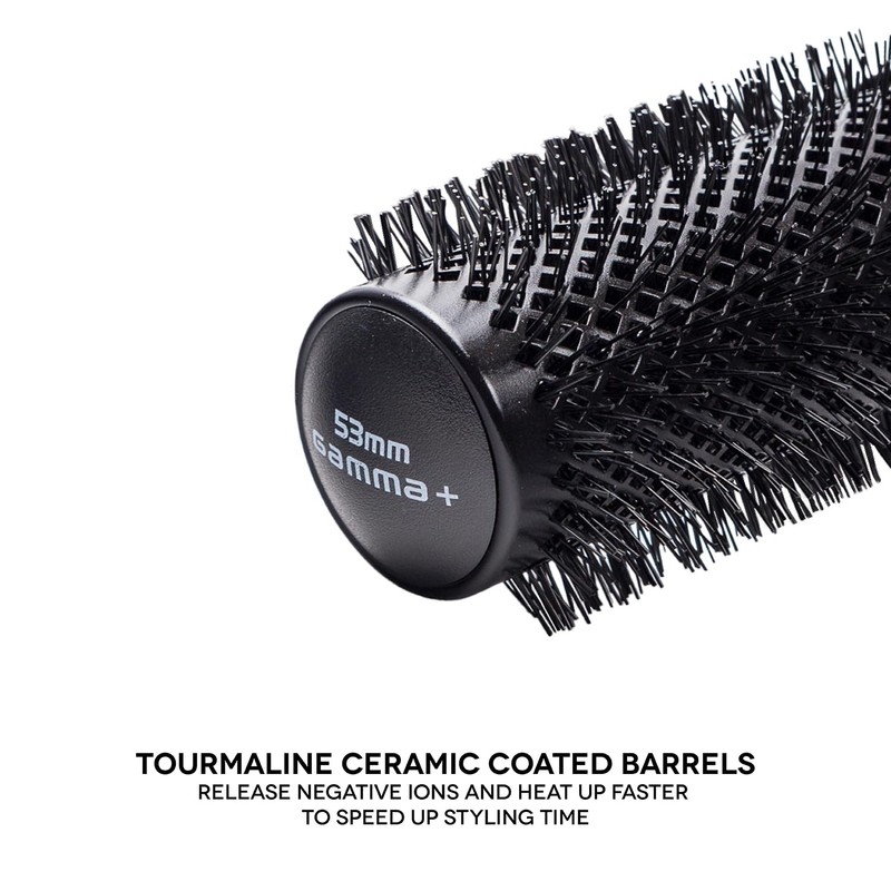 Gamma+ Professionelle Thermo-Haarbürste aus Turmalin-Keramik, rutschfester Griff, leicht, Durchmesser (53