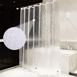 AiQInu Shower Curtain, 200 x 200 cm, 3D Eva, Transparent, Anti-Mould, Shower Curtains with Weight, Lead Block Bottom, Waterproof Bathroom Curtain, Environmentally Friendly, Washable Shower Curtains