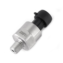 Pressure Transducer Sender Sensor for Oil Fuel Air Water, 1/8"NPT Thread Stainless Steel (300PSI)