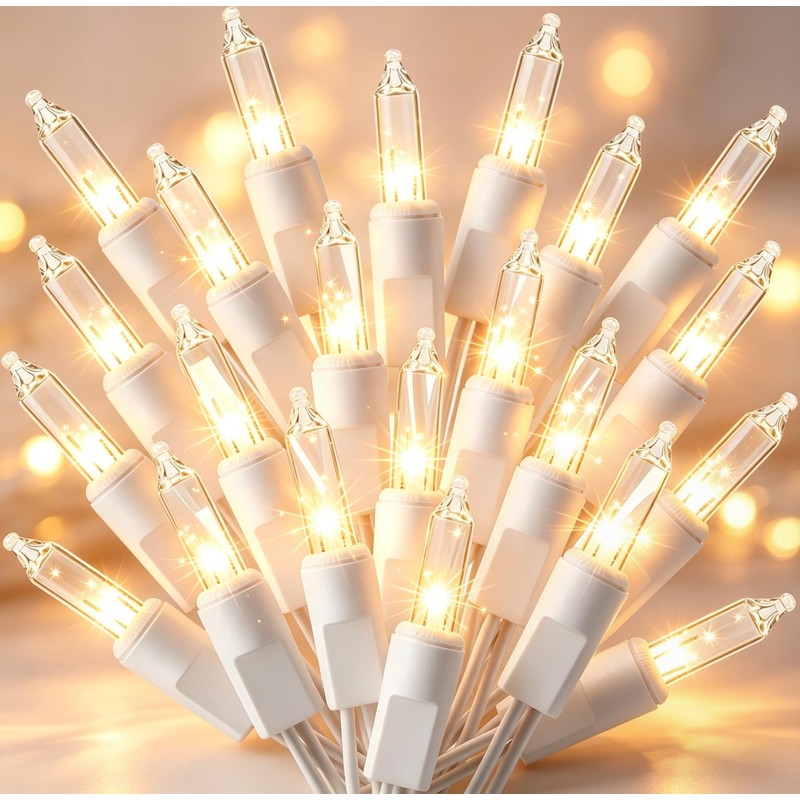 TIGOMOOV 50 Count Mini Clear White Christmas Lights-120V Plug-in End