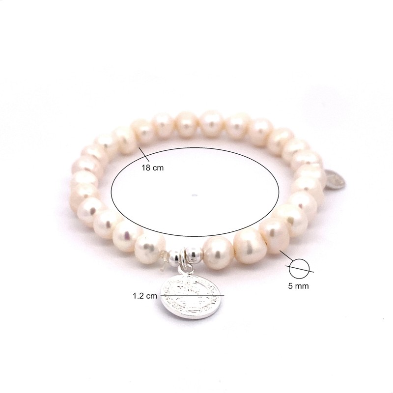 Agálea | Pulsera de Perlas naturales con dije de San