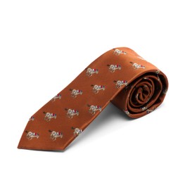 A woven Bronze colour tie with horse racing jockeys, very smart to wear on business, at the races or any time (1107)